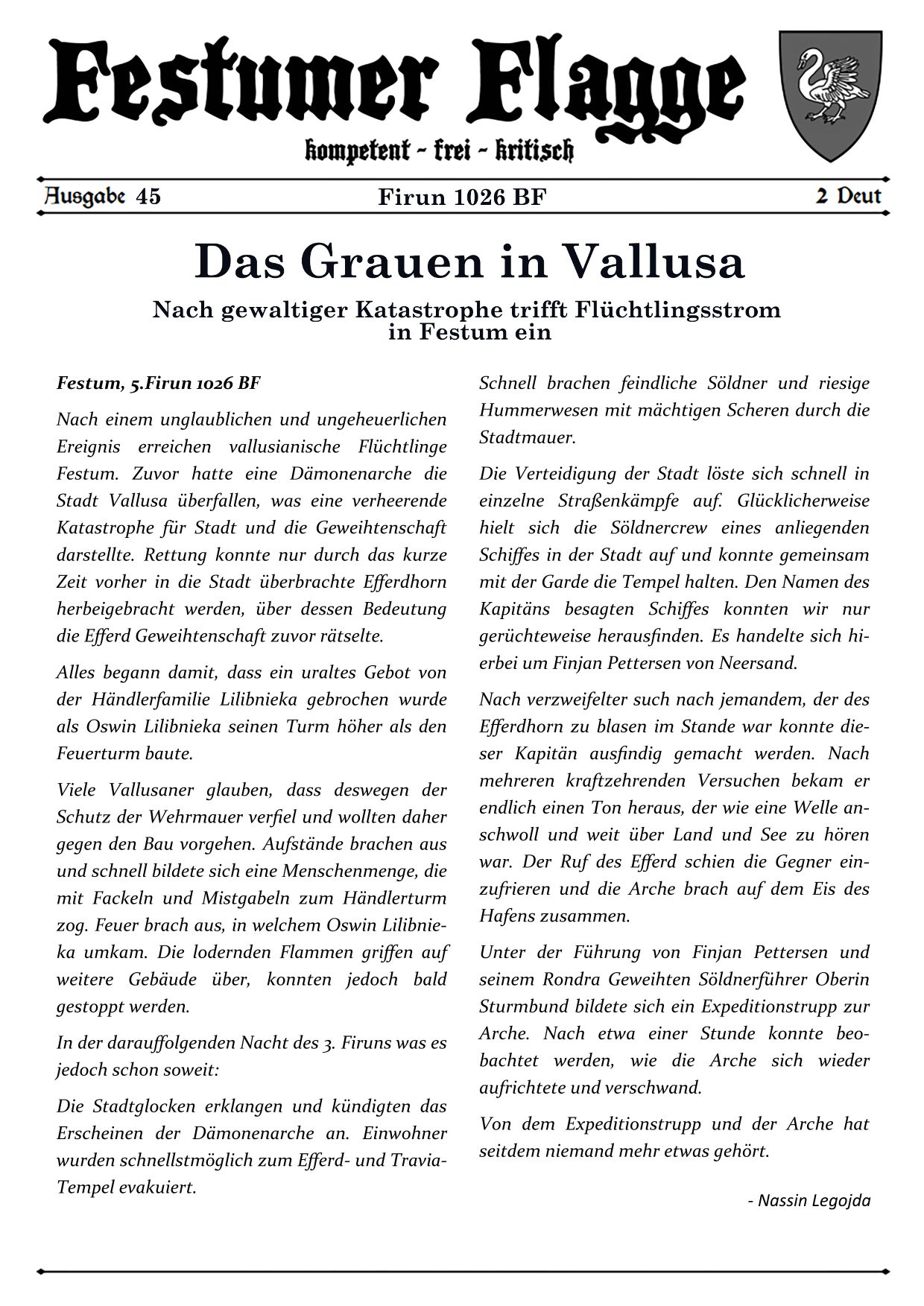 Artikel der Festumer Flagge